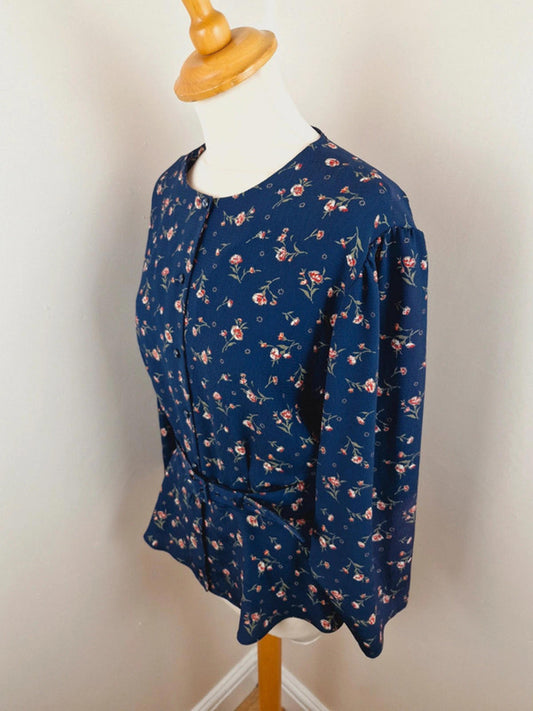 Belted Floral Blouse XL