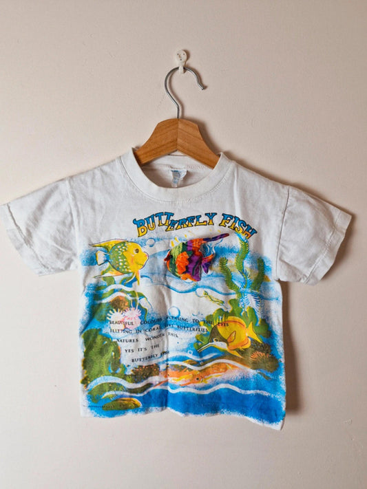 Kids Girls Vintage 90s Cotton Fish Tshirt Top Age 3 Years