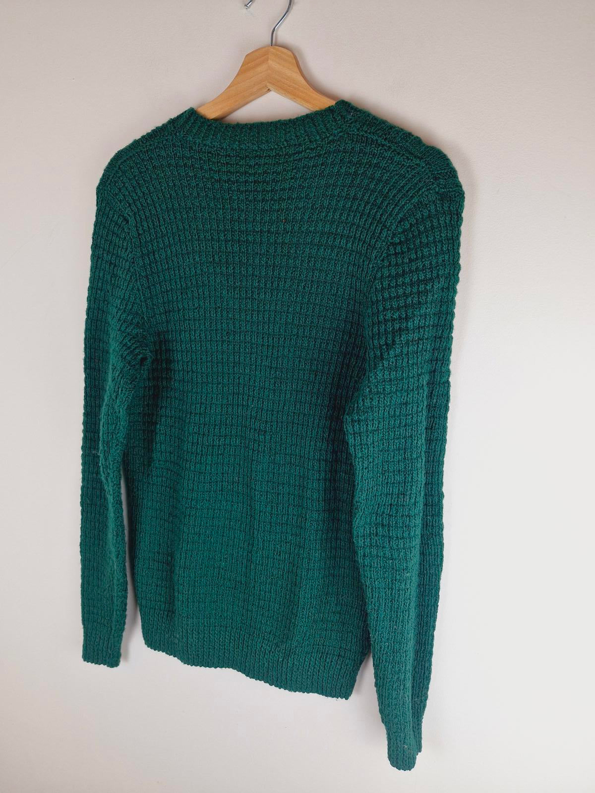 1970s Handknitted Green Jumper M
