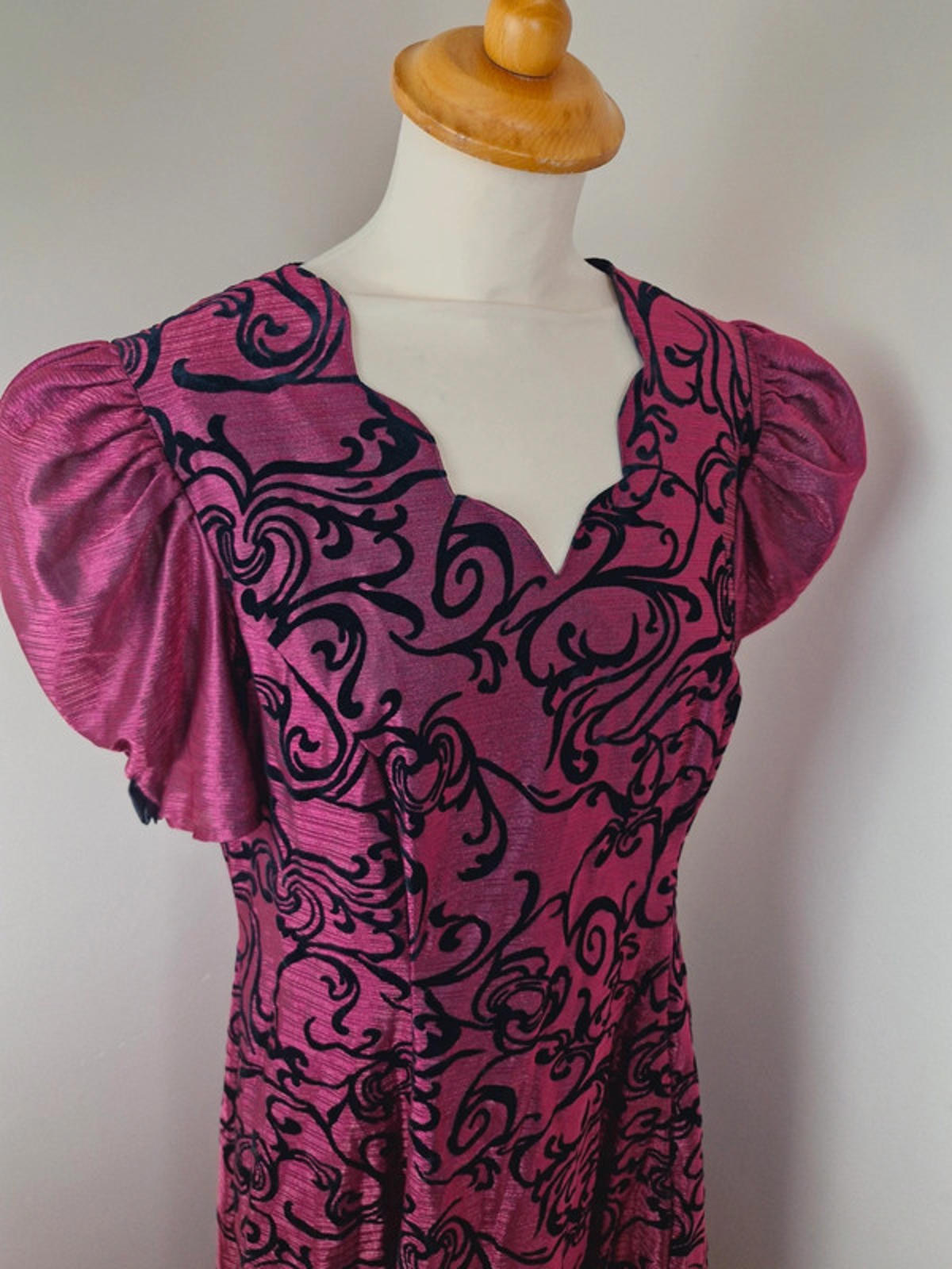 1980s Pink Metallic Dress M L