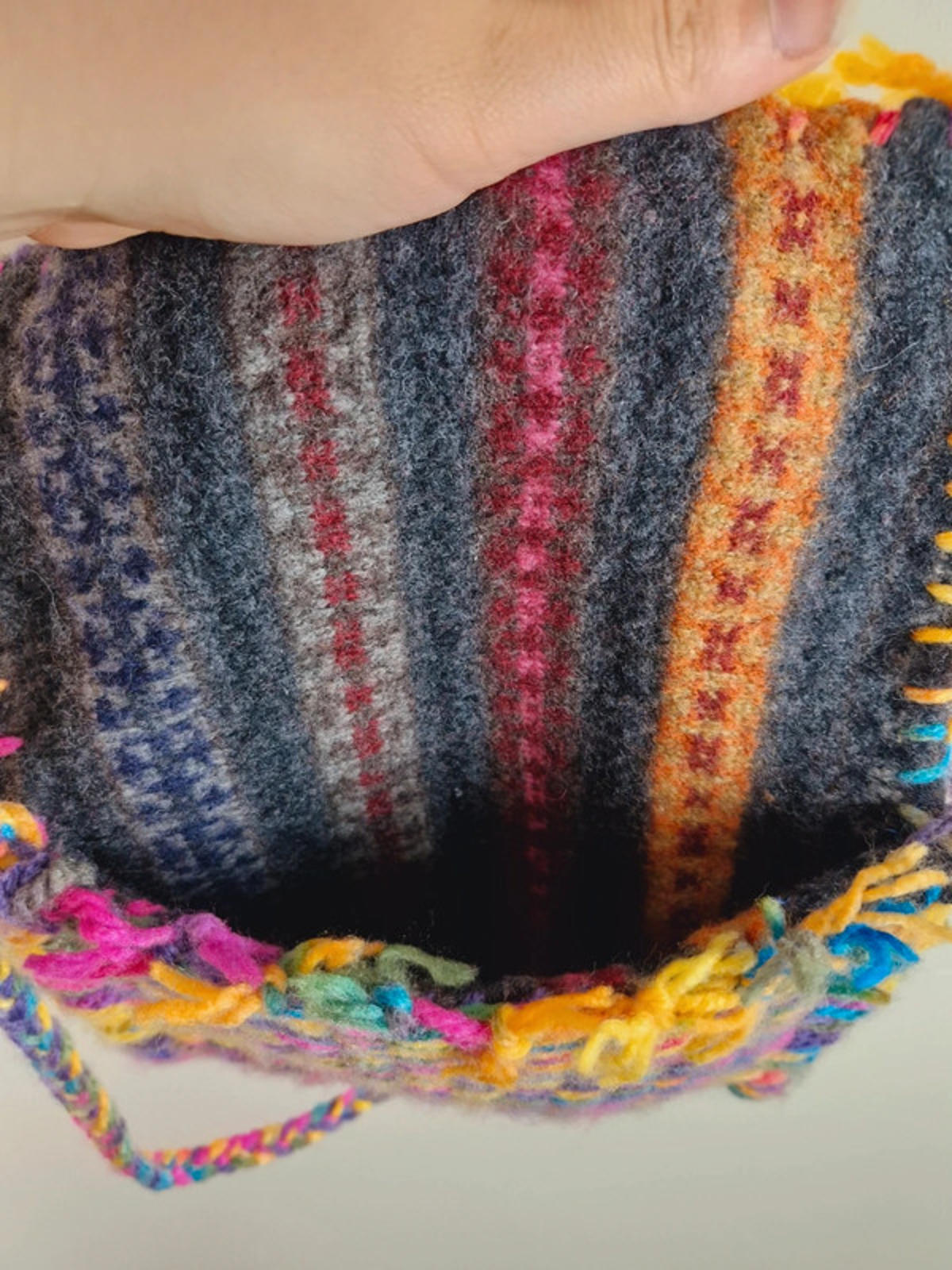 Handknitted PomPom Bag
