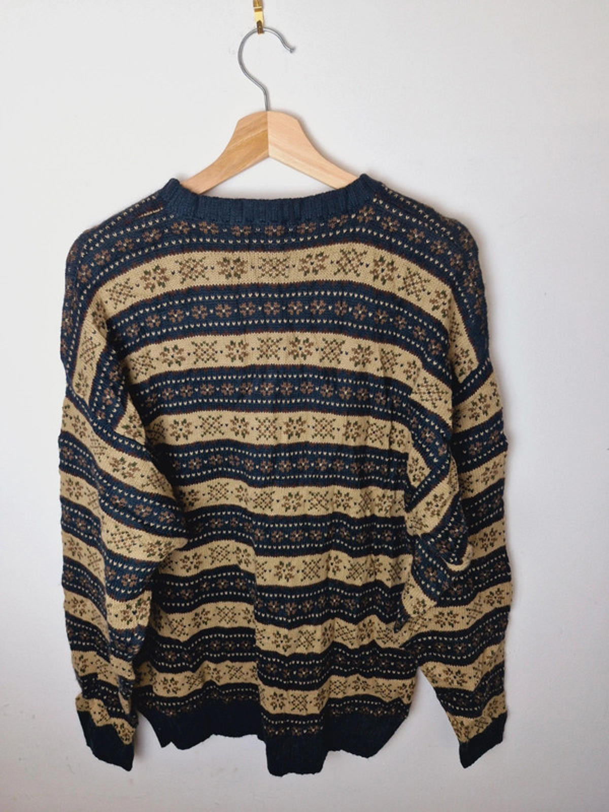 Mens Vintage Farah Knitted Jumper Sweater Round Neck L