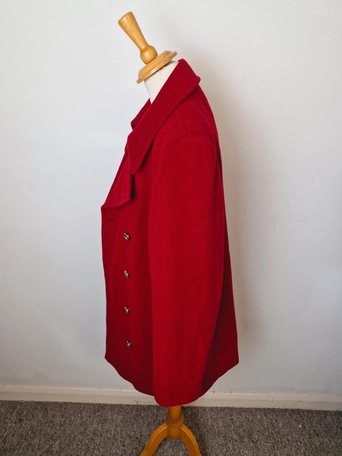 Womens Vintage Windsmoor Red Wool Cashmere Blend Coat Jacket UK14