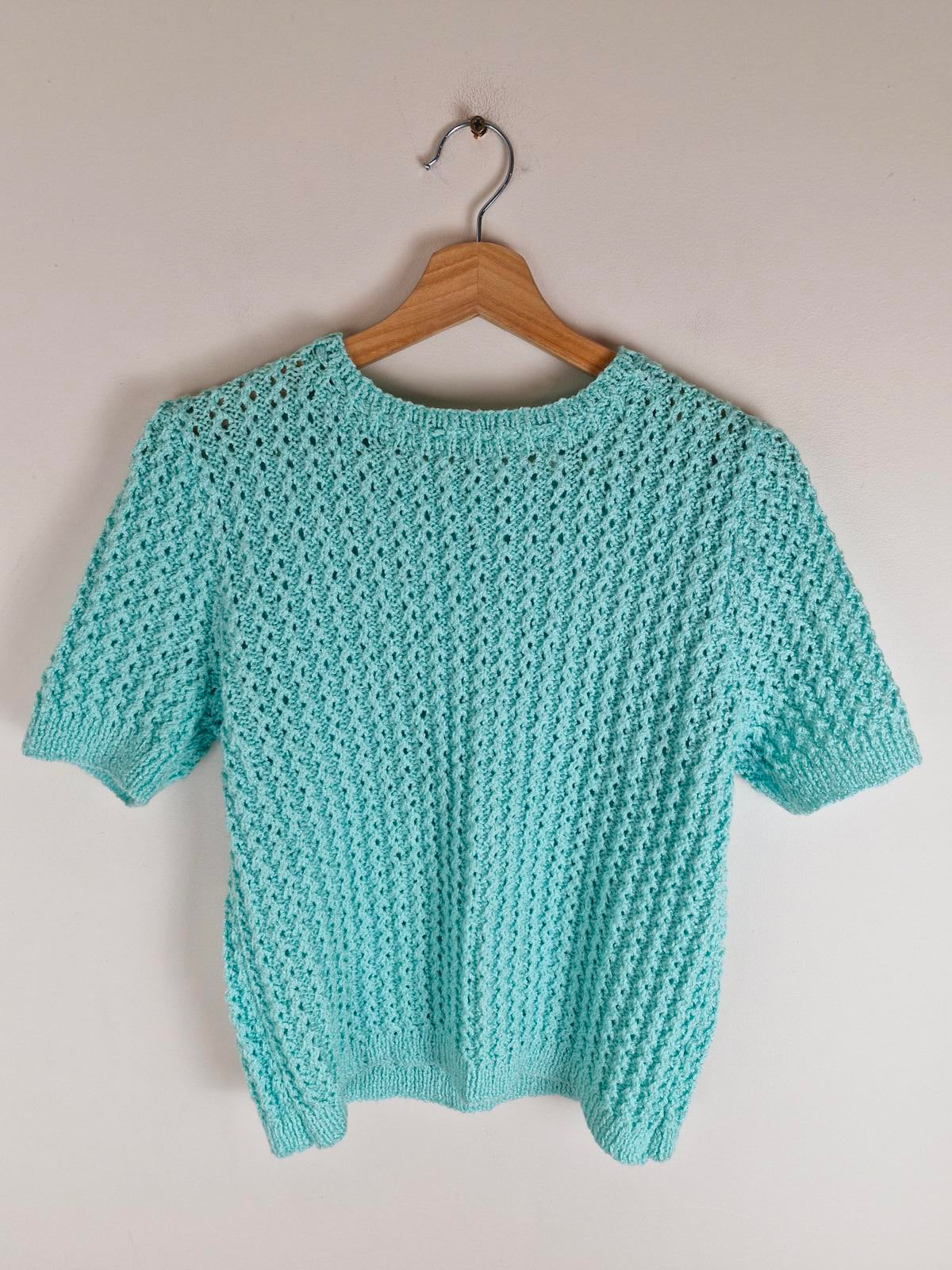 Handknitted Mint Jumper M