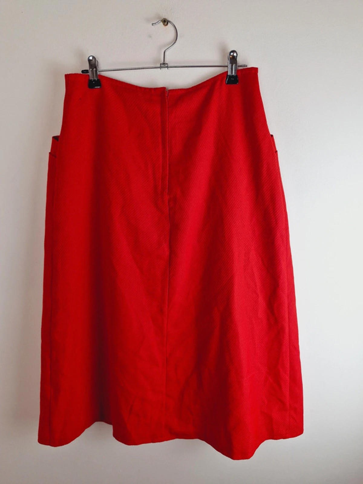 Womens Vintage Midi Red Retro Aline Skirt UK10