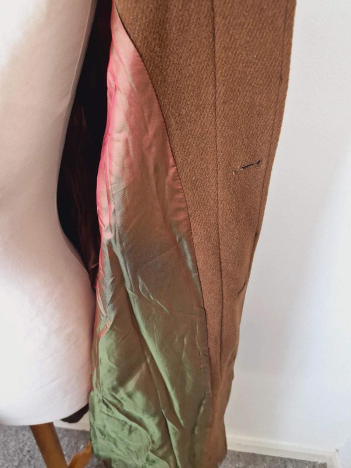 Womens Vintage Long Coat Jacket Brown Retro 1970s L