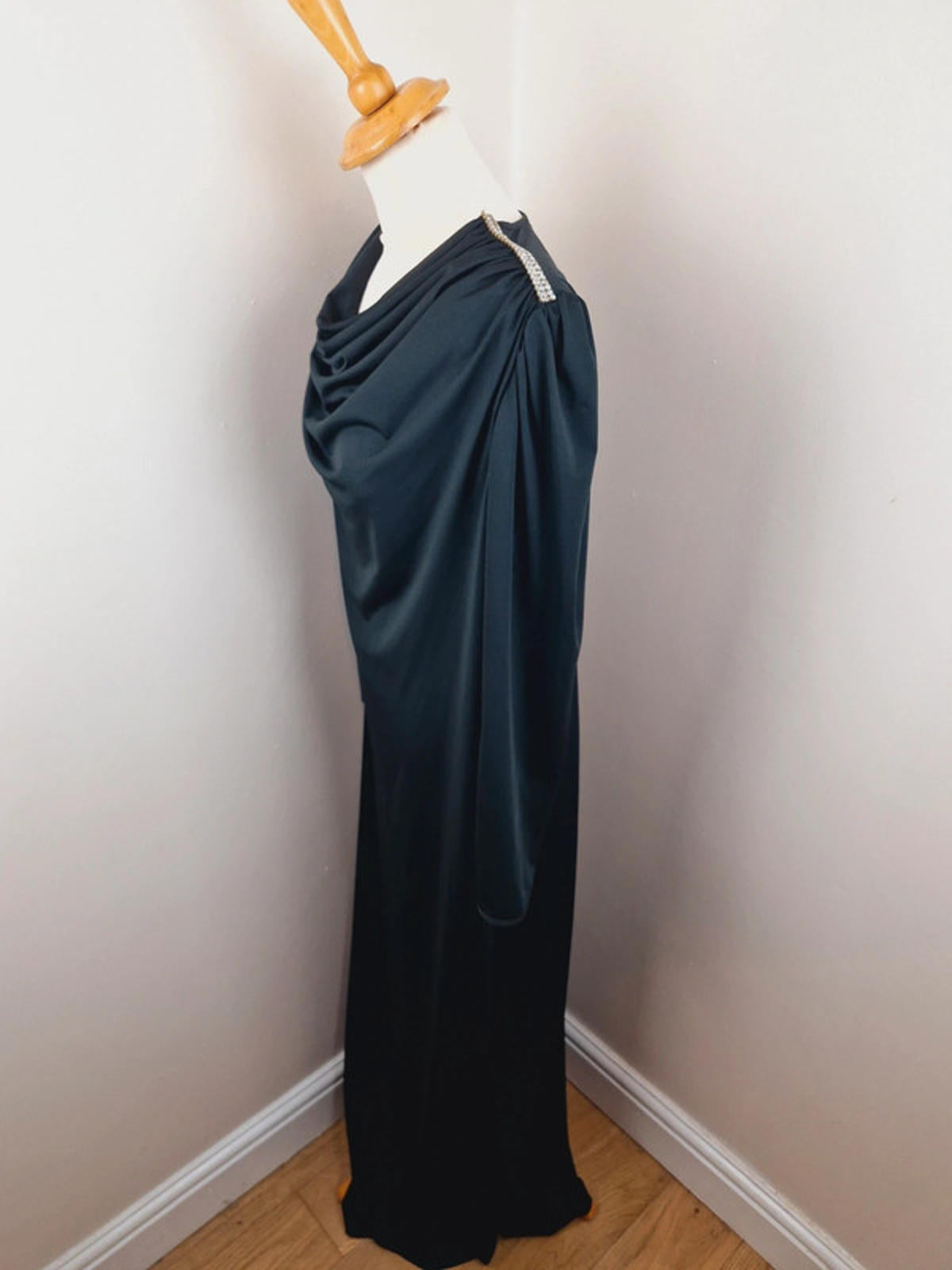 Womens Vintage Oscar de la Renta Designer Long Maxi Black Dress M