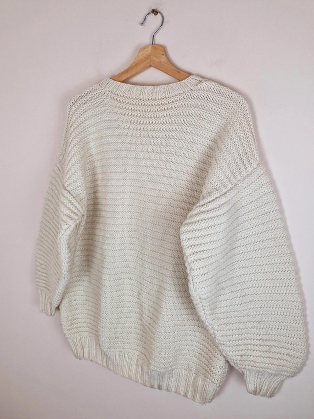 Handknitted Chunky Cream Jumper L