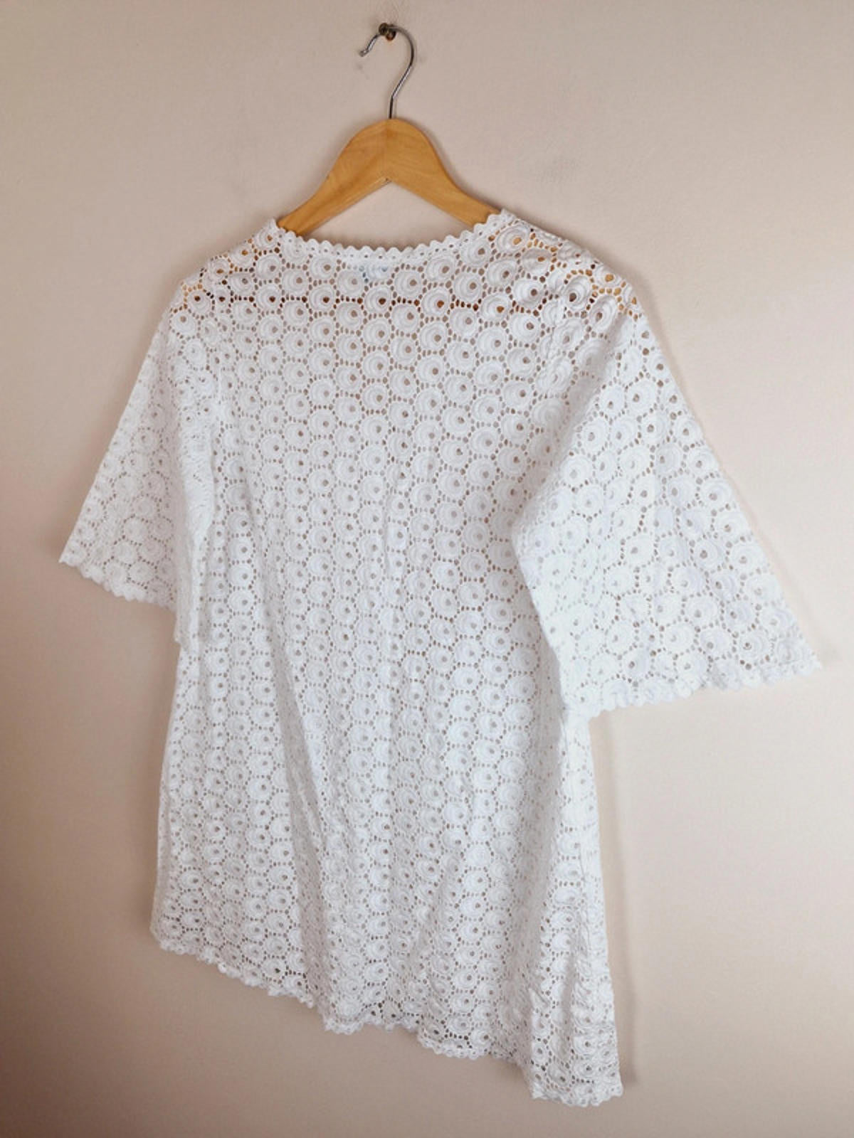 1970s Crochet Style Cotton Top S M