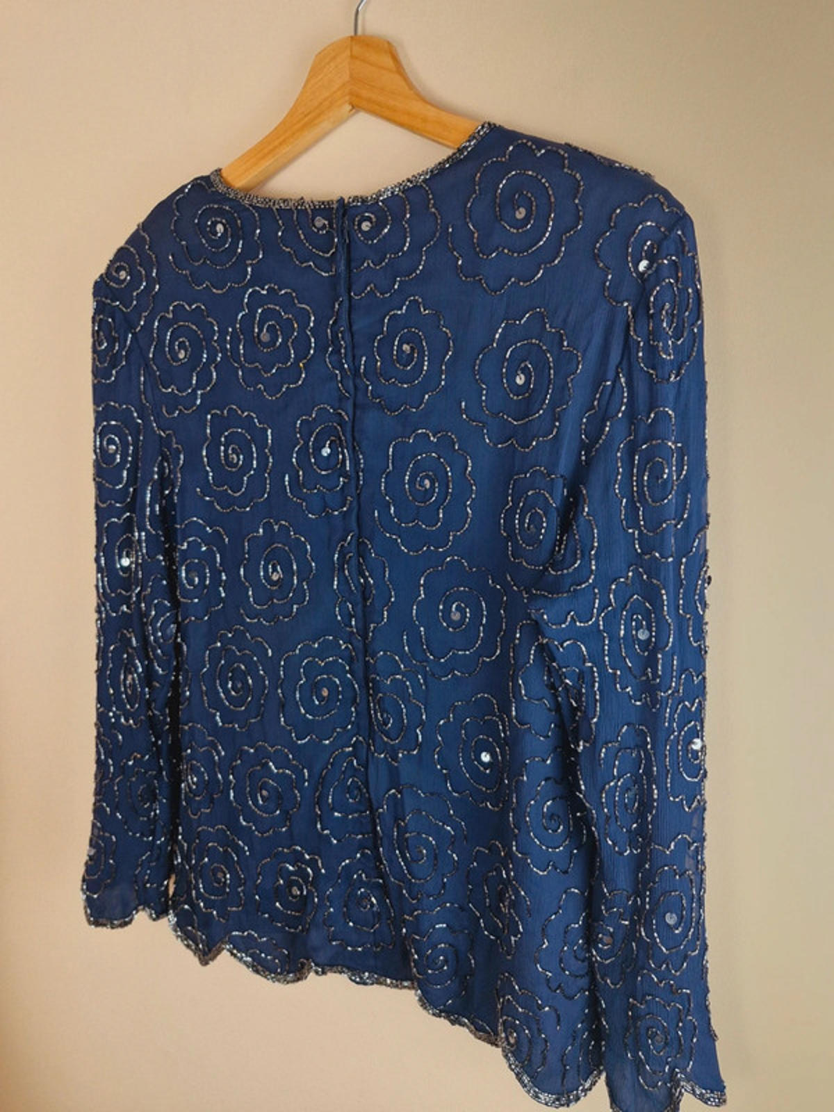 1980s Silk Beaded Top S UK10