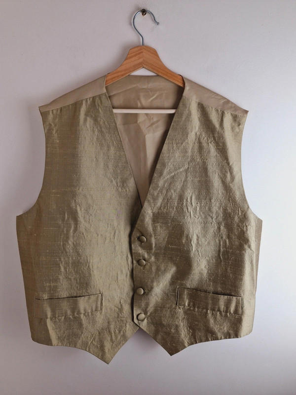 Mens Silk Gold Waistcoat XXXL