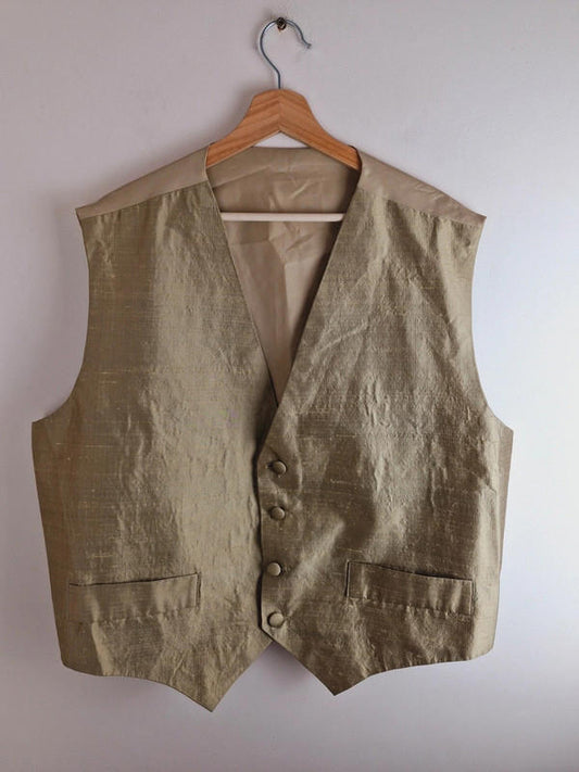 Mens Silk Gold Waistcoat XXXL