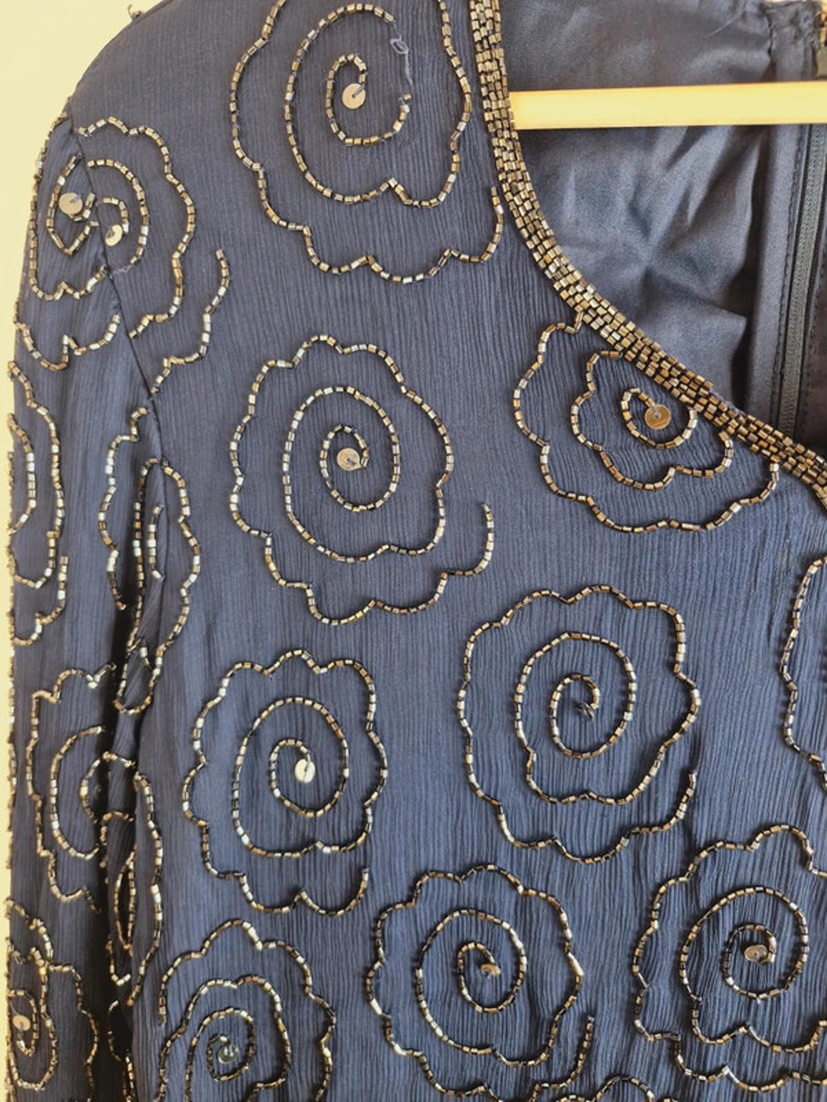 1980s Silk Beaded Top S UK10