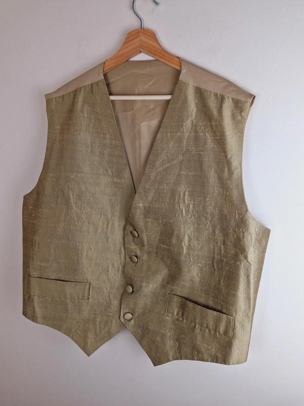 Mens Silk Gold Waistcoat XXXL