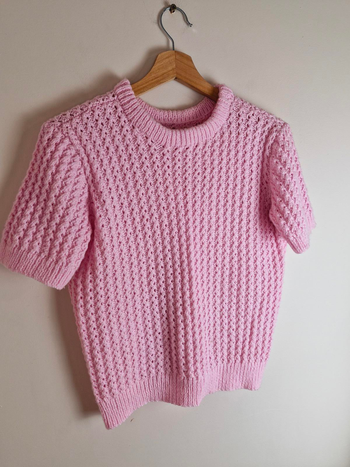 Handknitted Pink Jumper M L