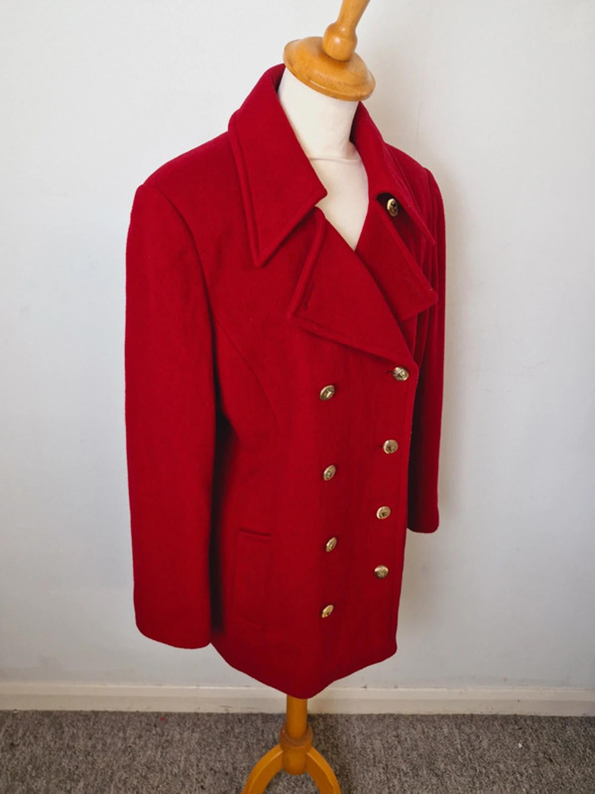 Womens Vintage Windsmoor Red Wool Cashmere Blend Coat Jacket UK14