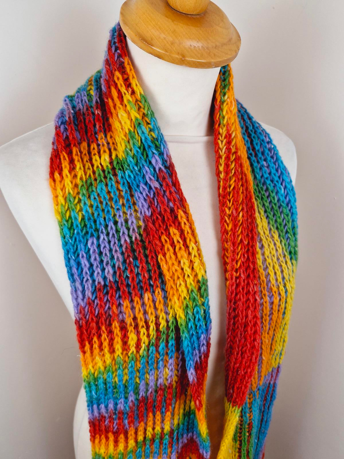 Handknitted Rainbow Scarf