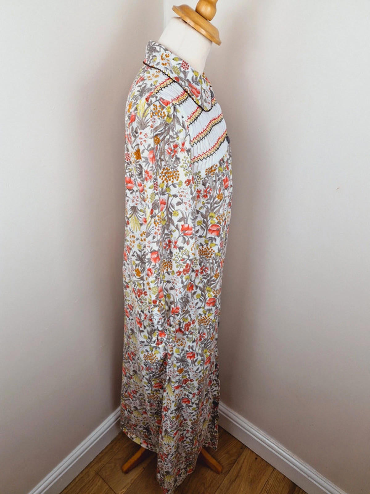 Womens Vintage St Michael 1970s 70s Long Shirtdress Dress Cotton UK10