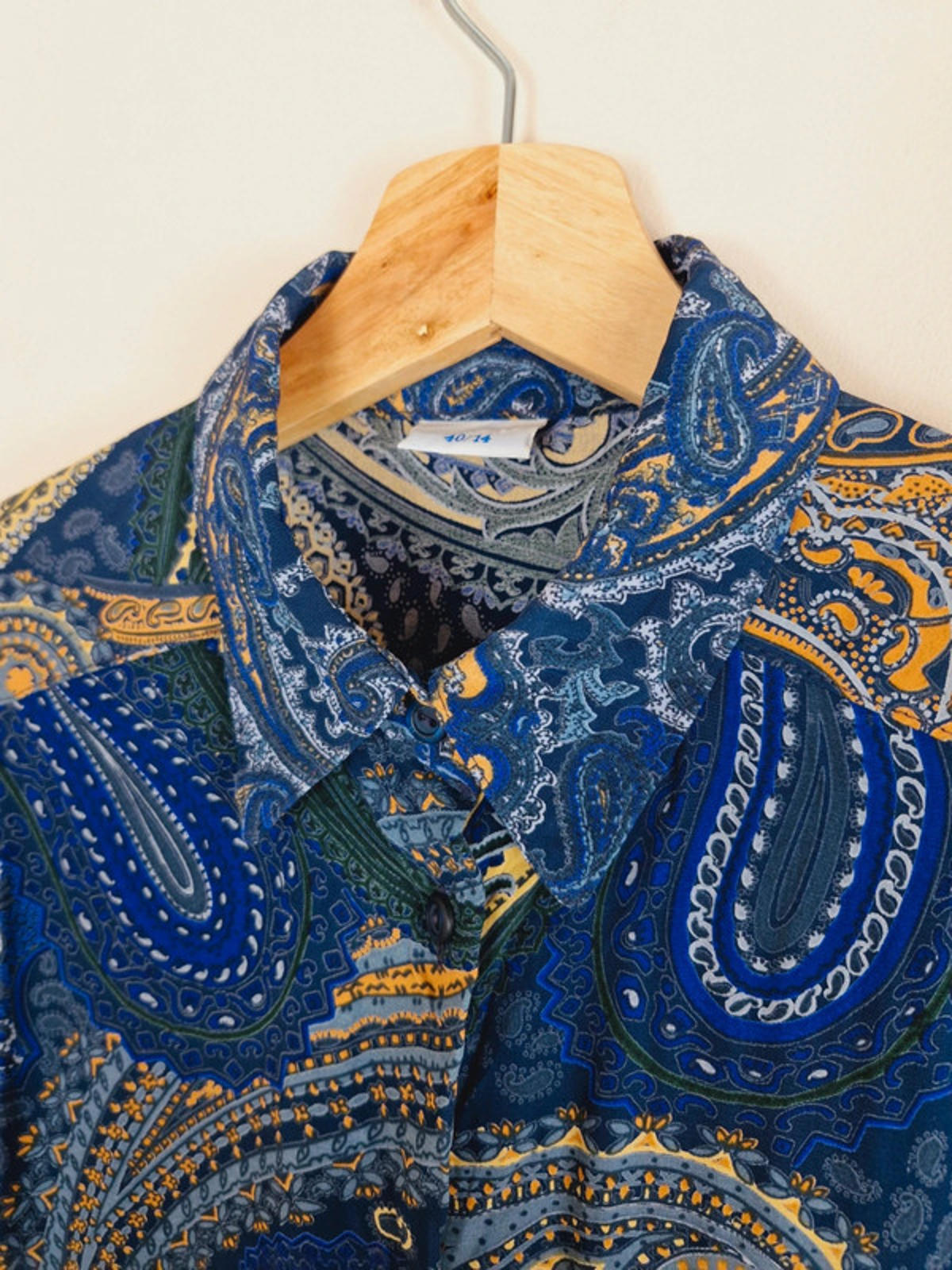 Long Sleeve Paisley Shirt M L UK14