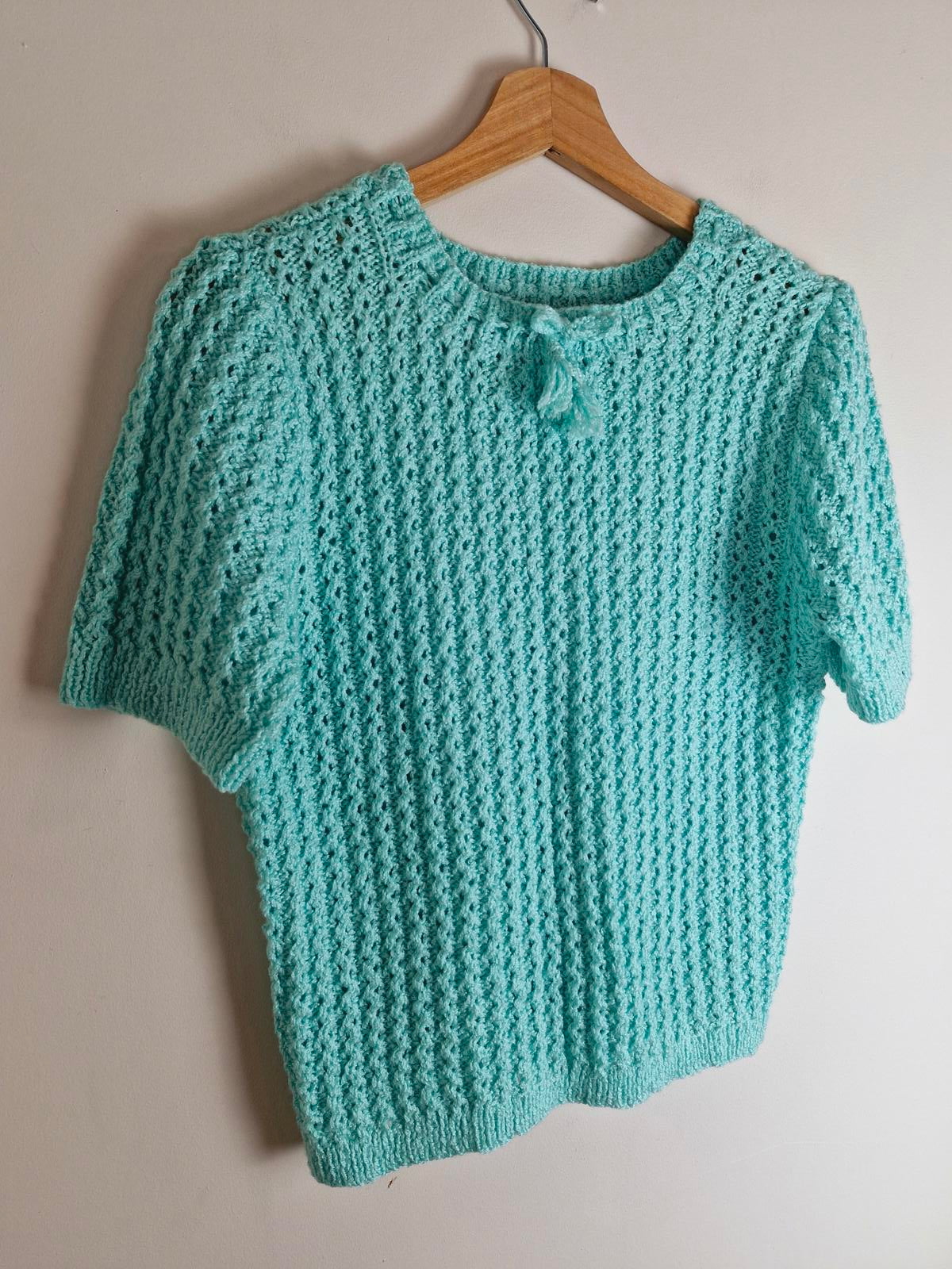Handknitted Mint Jumper M