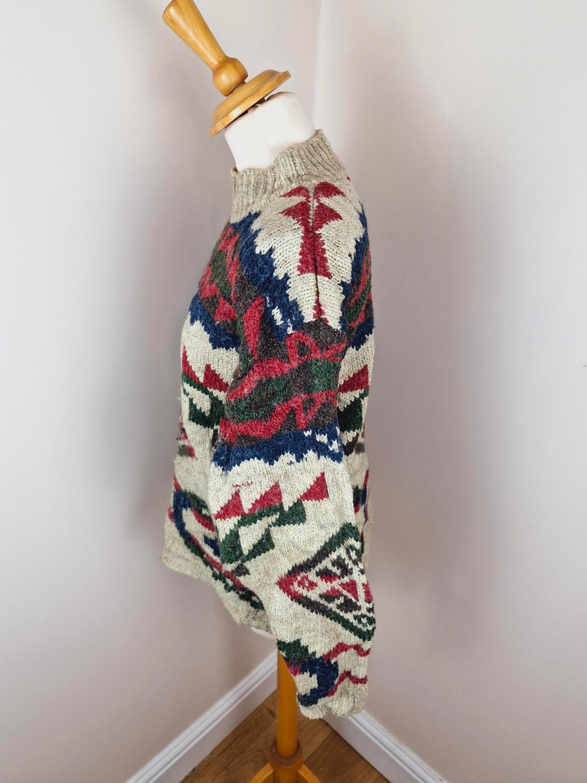 Aztec Print Knitted Jumper M L