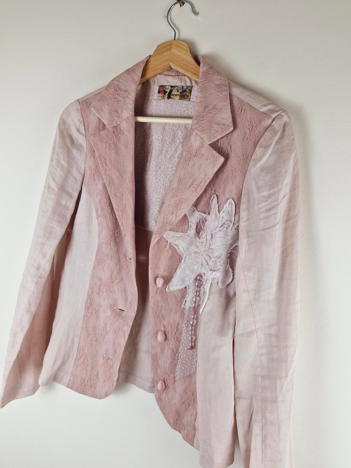 Pink Linen Blend Blazer S