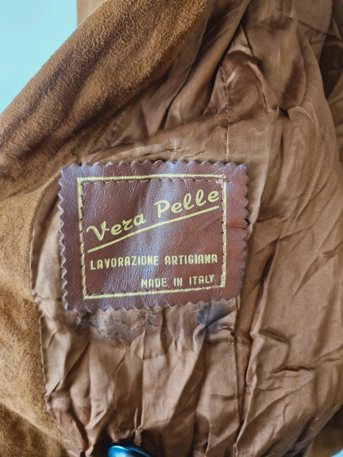 Womens Vintage 1970s 70s Tan Suede Leather Italian Jacket Blazer Coat S