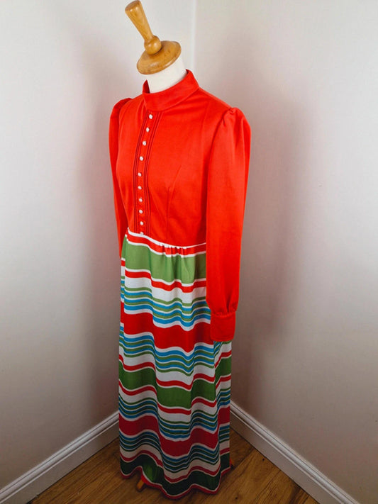 1970s Maxi Dress S M