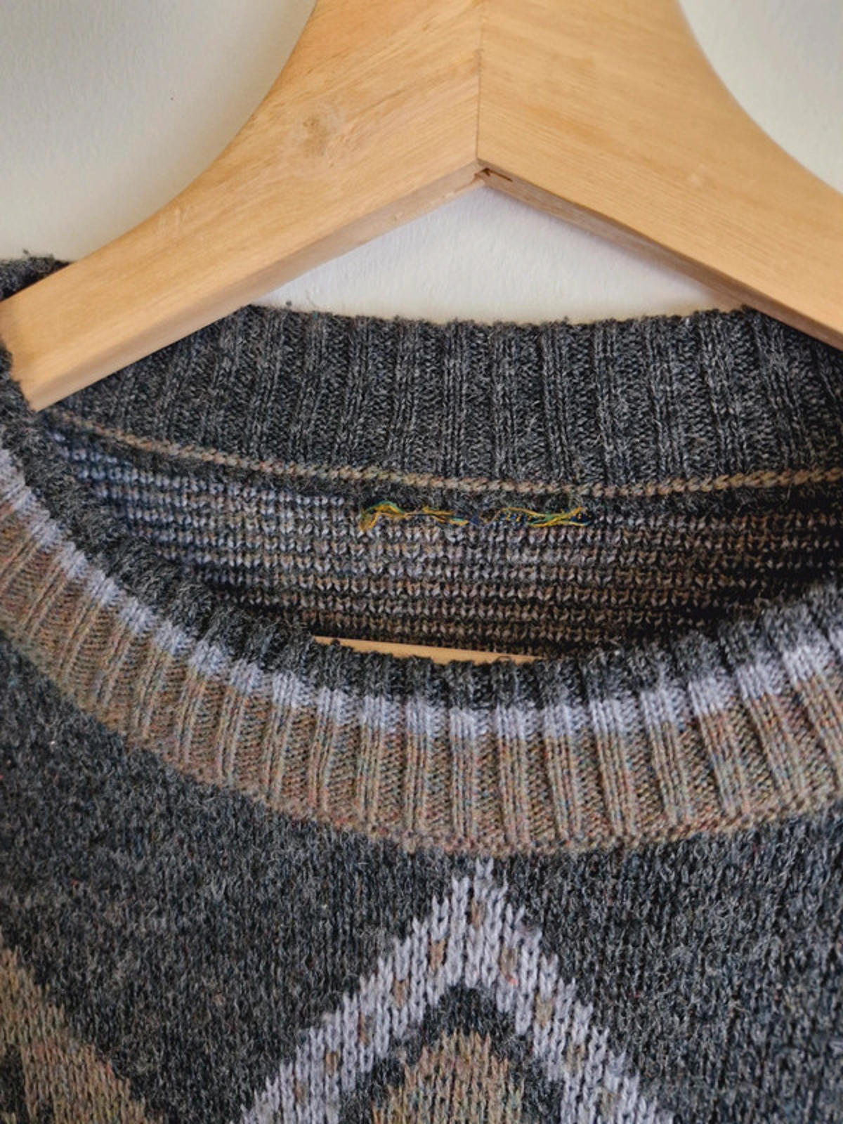 Mens Vintage Retro Round Neck Jumper Sweater XL
