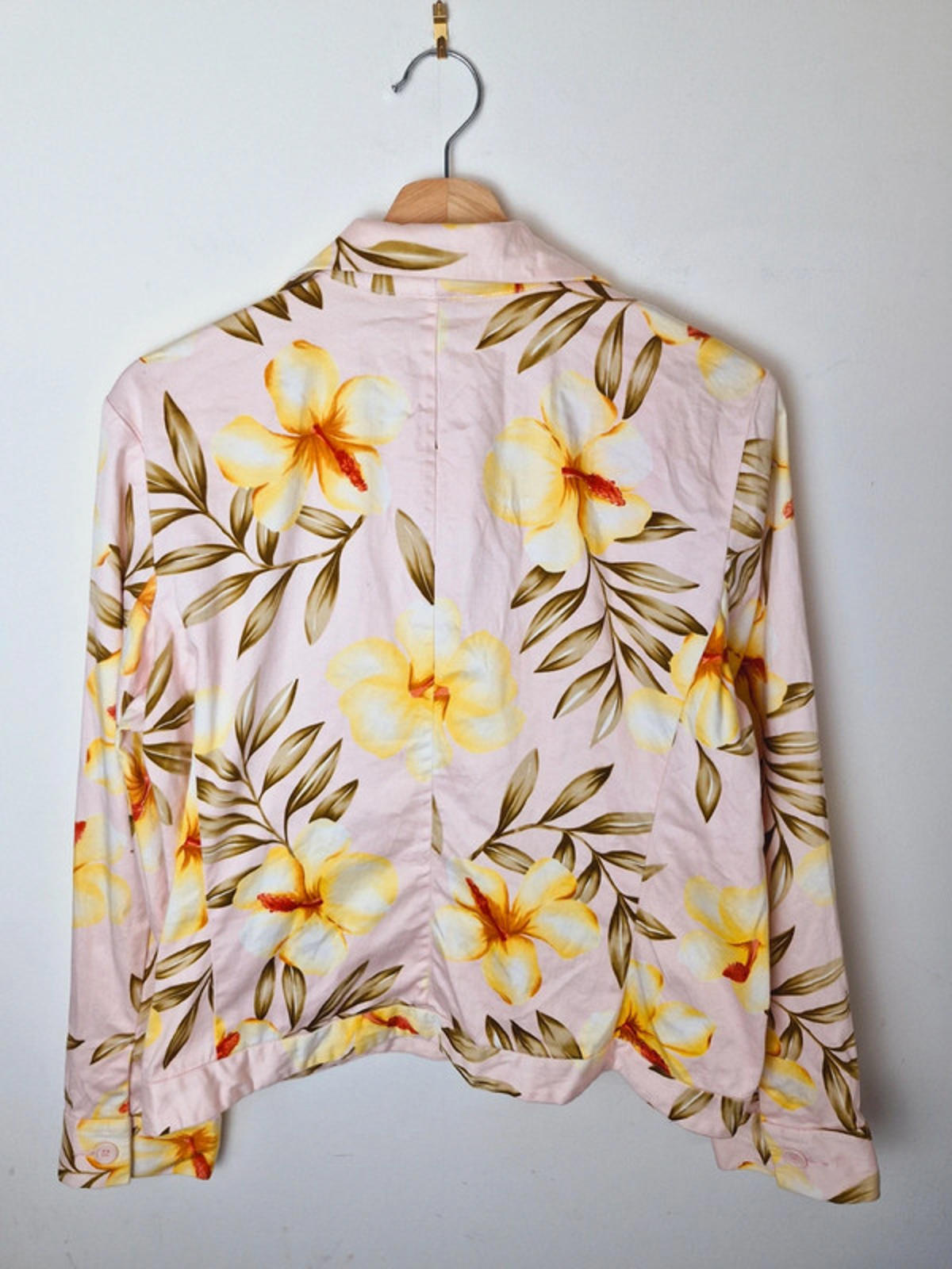 Womens Vintage Cotton Hawaiian Jacket Blazer Funky Pink L