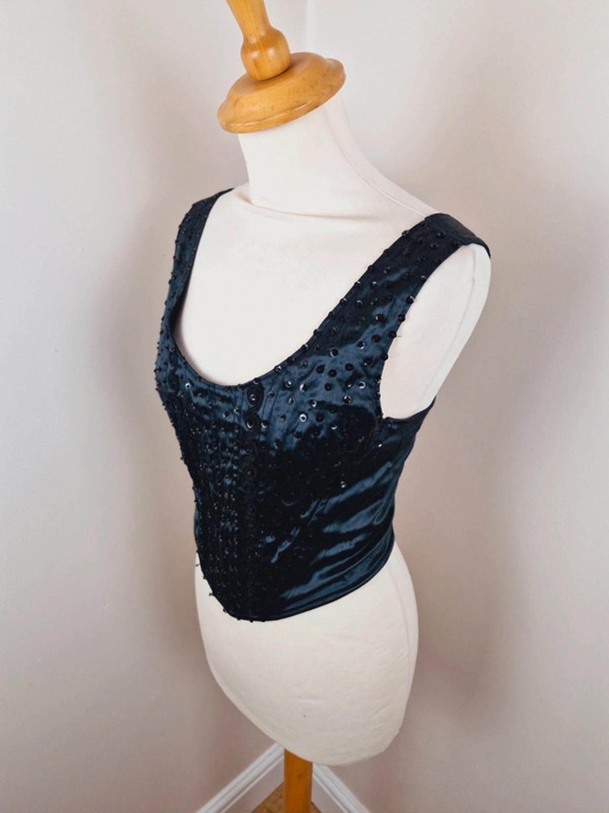 Black Corset Crop Top S M