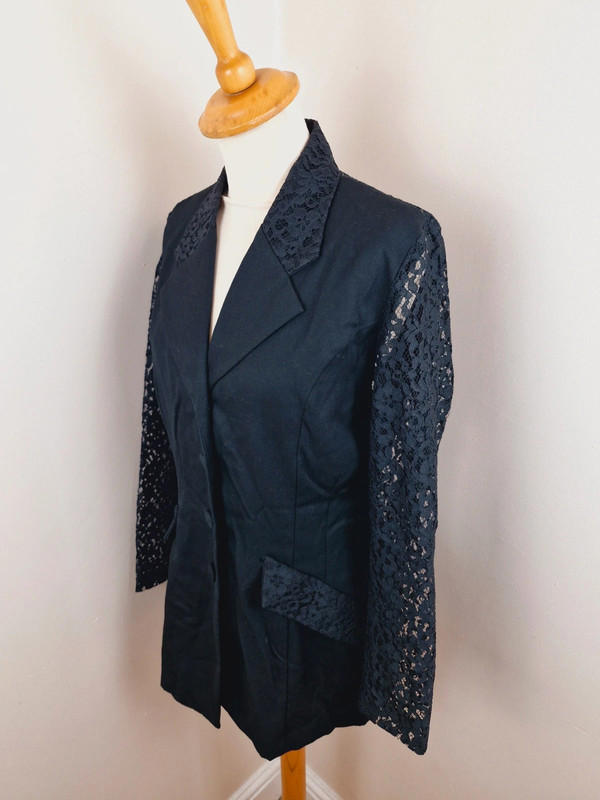 90s Black Lace Blazer S M