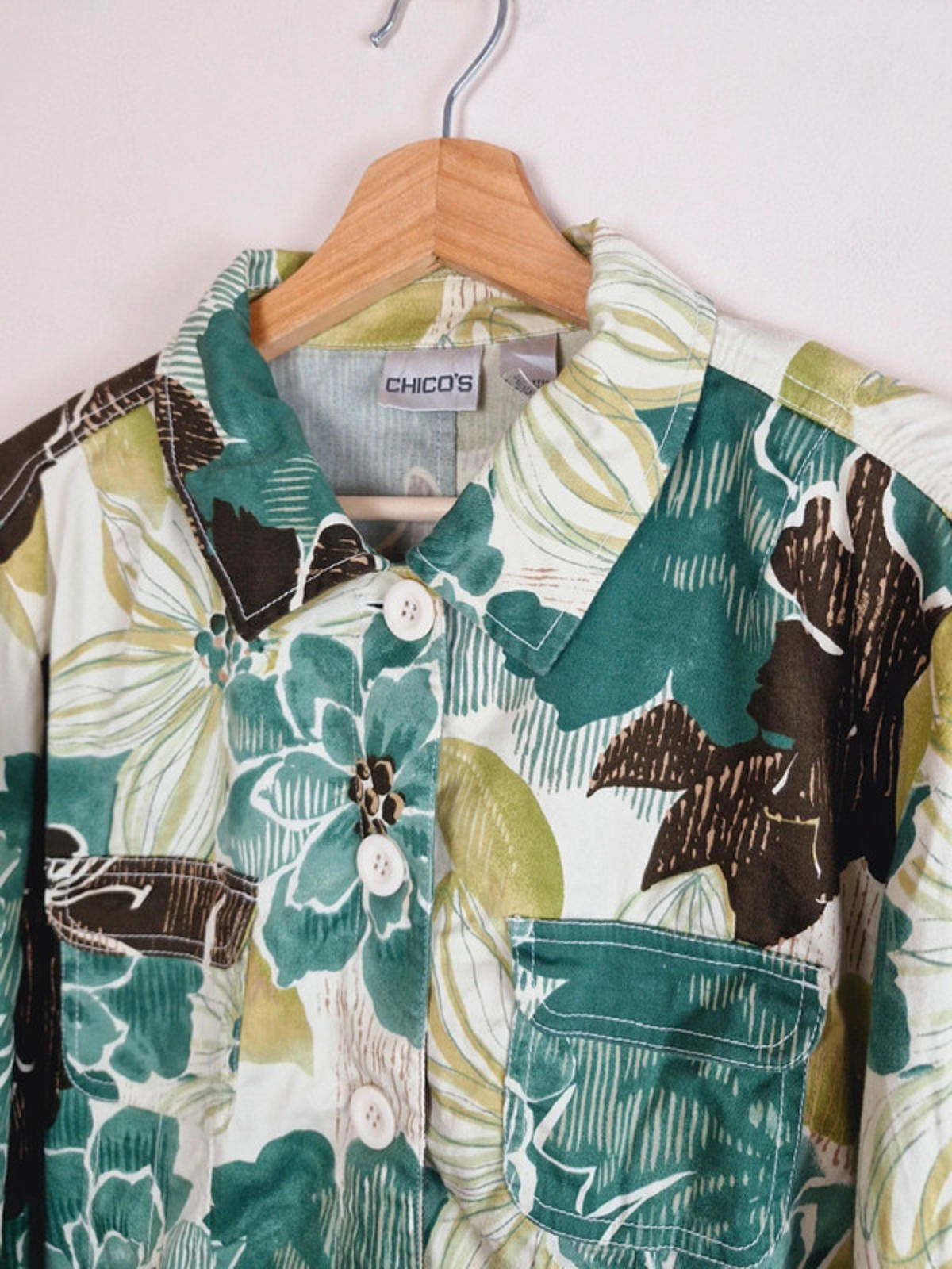 Womens Vintage y2k Chicos Cotton Funky Green Jacket L