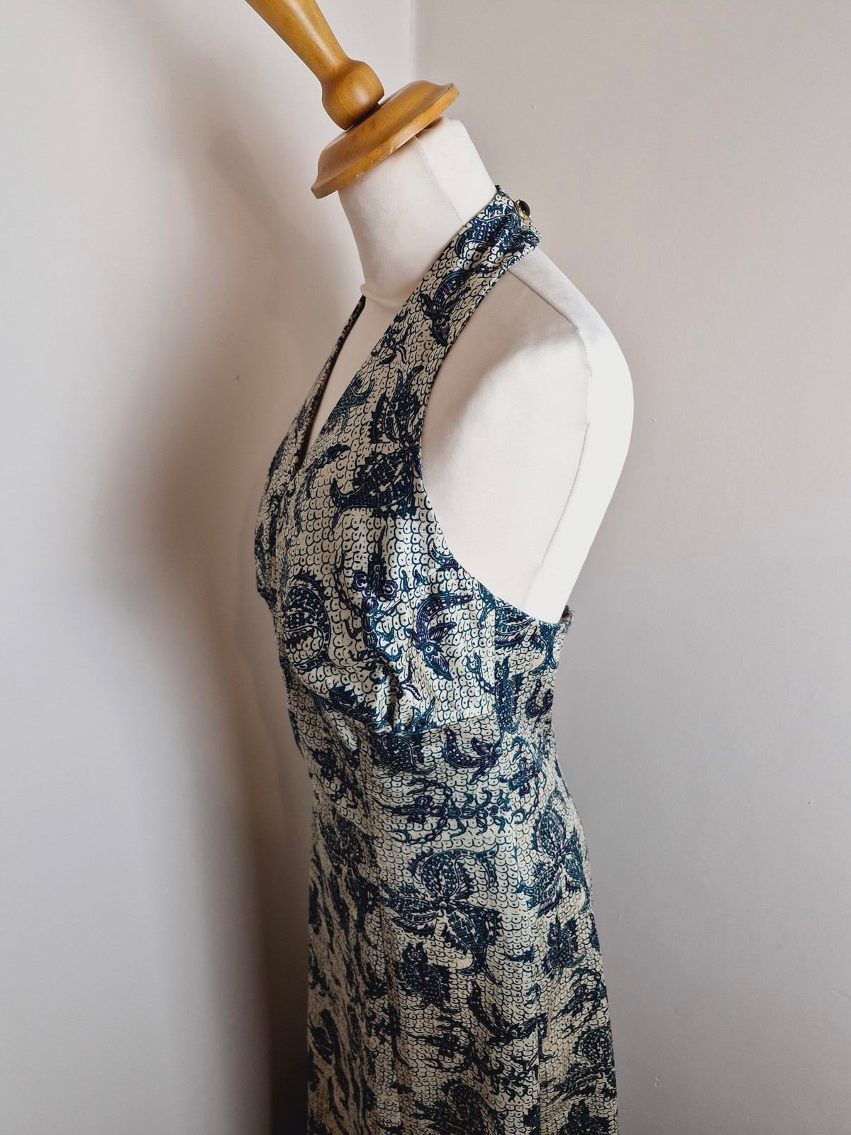 1970s Maxi Halterneck Dress UK12 M