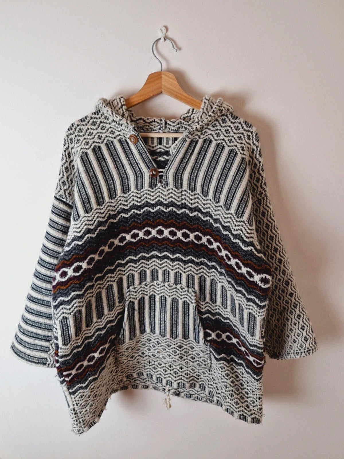 Womens Vintage Ecuador Handmade Hoody Jumper Jacket Boho L UK16