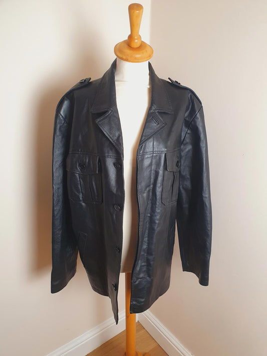 Mens Vintage real leather black jacket coat M