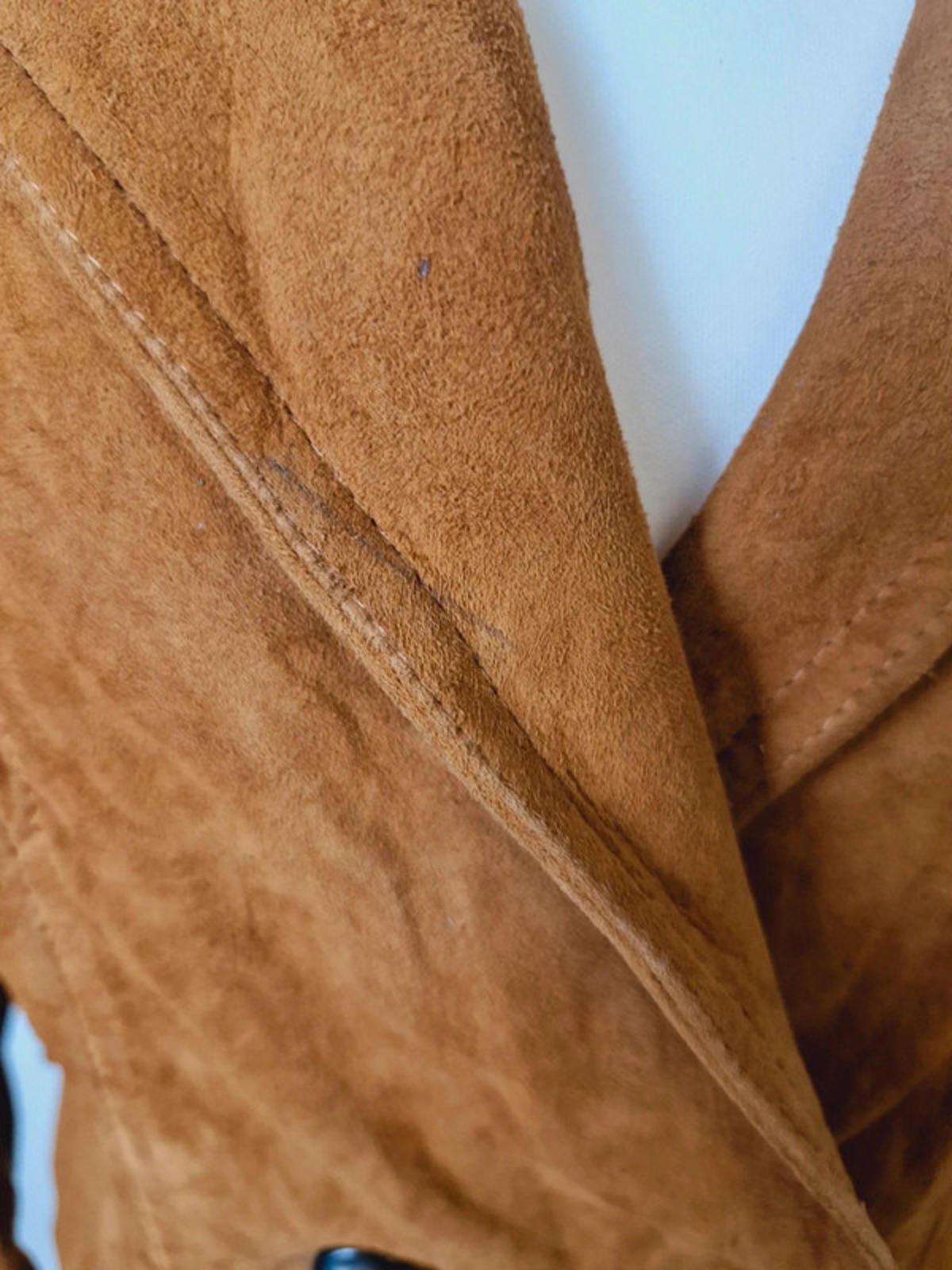 Womens Vintage 1970s 70s Tan Suede Leather Italian Jacket Blazer Coat S