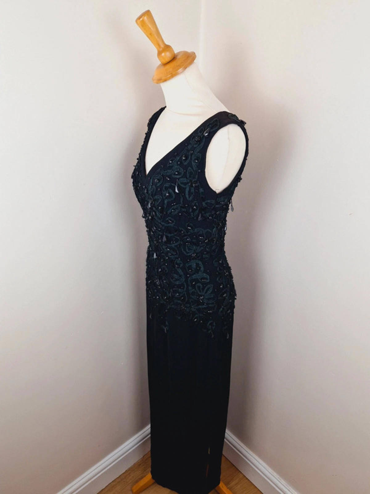 1960s Handmade Beaded Slip Dress S