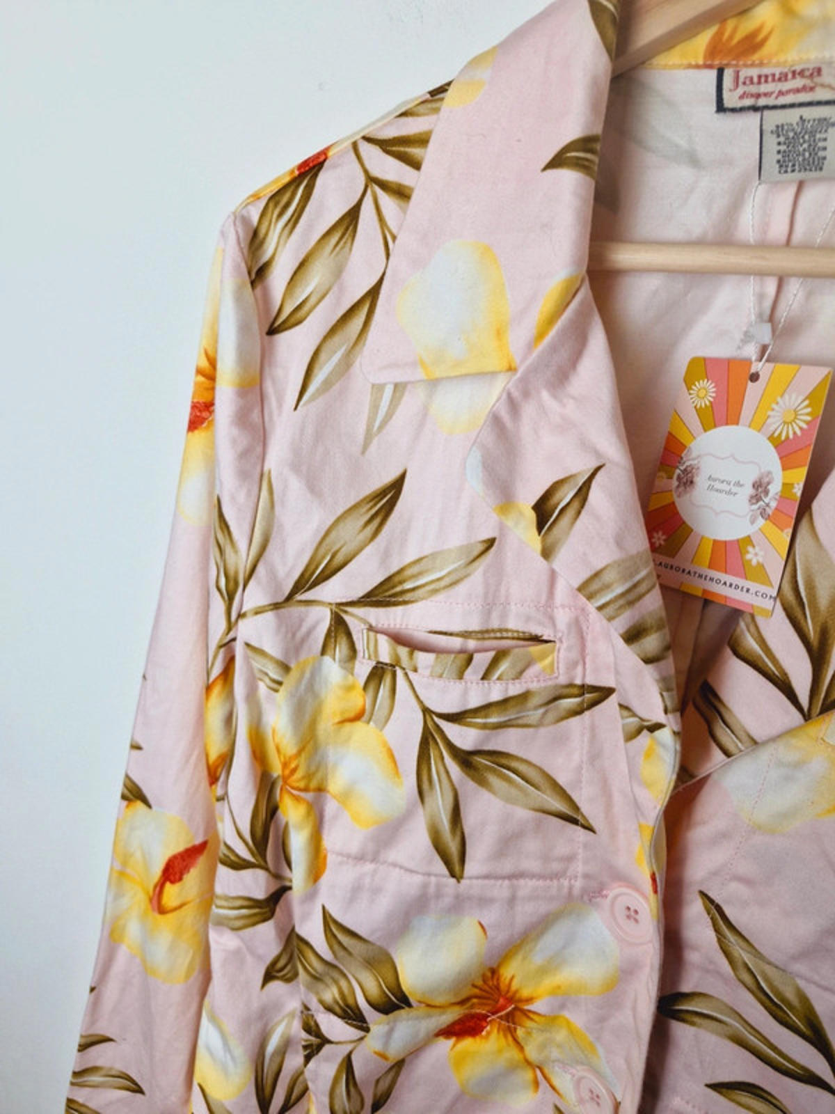 Womens Vintage Cotton Hawaiian Jacket Blazer Funky Pink L