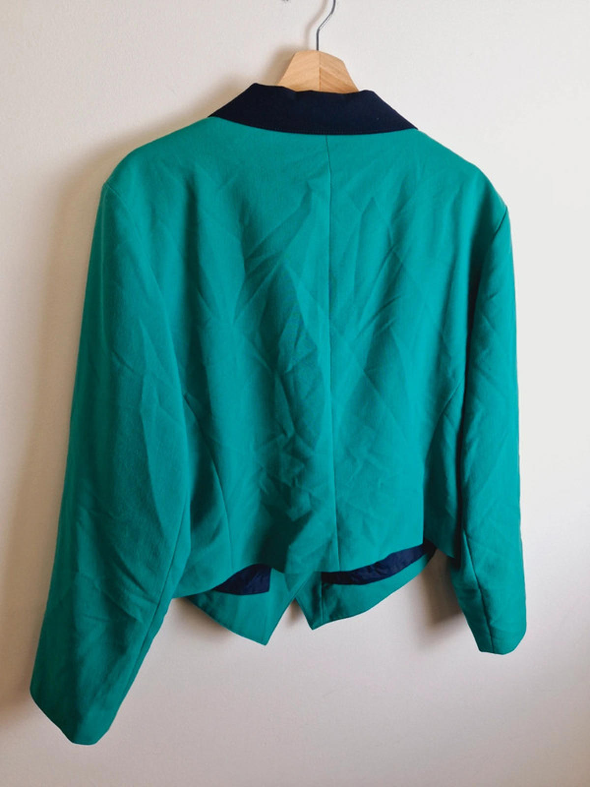 Womens Vintage Cropped Blazer Jacket Green Top XL UK18