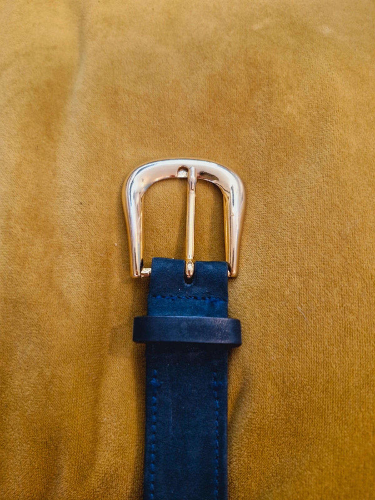 Womens Vintage Vincent Joel Real Suede Leather Gold Buckle Belt