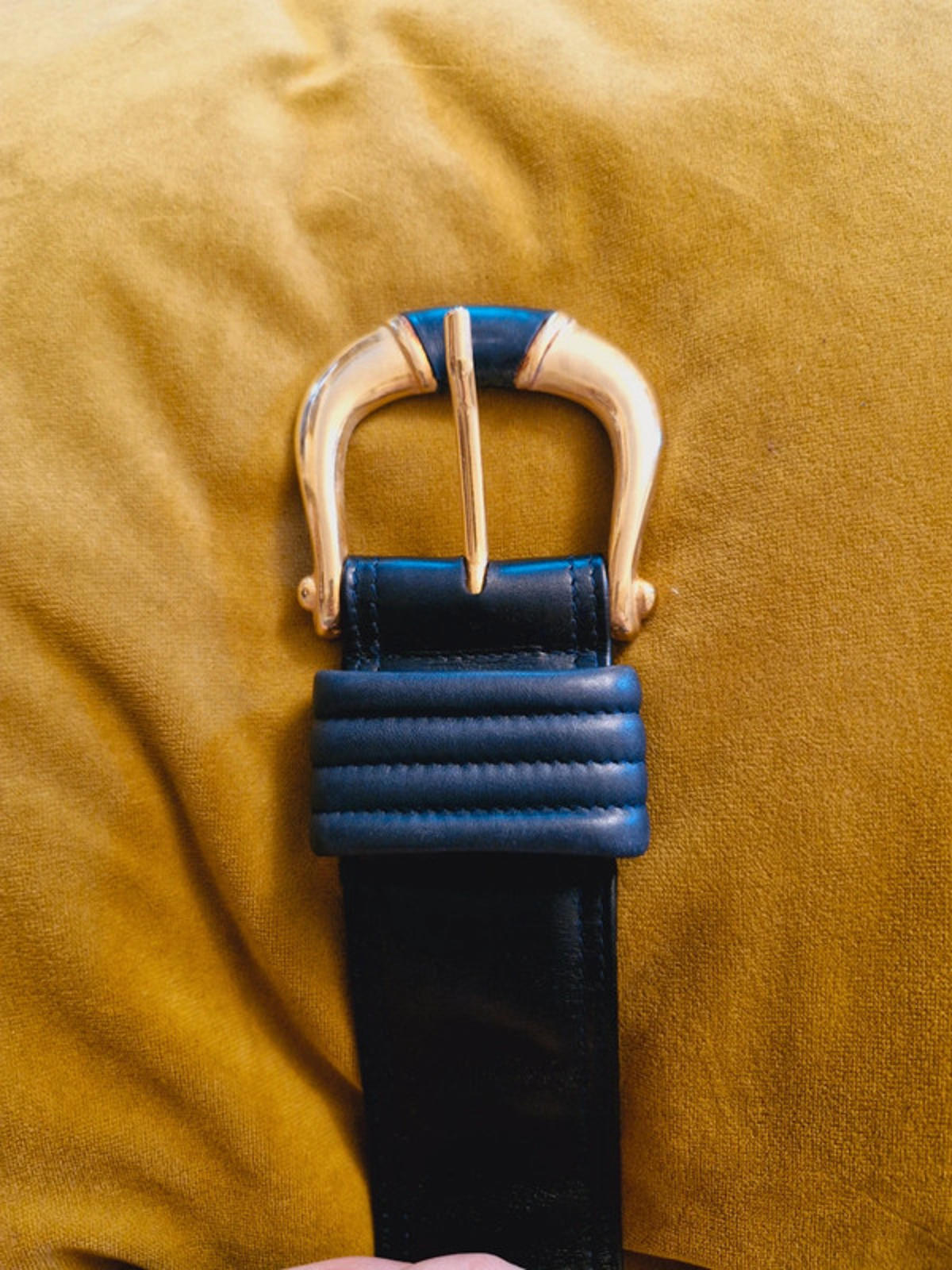 Chunky Leather Gold Buckle Belt