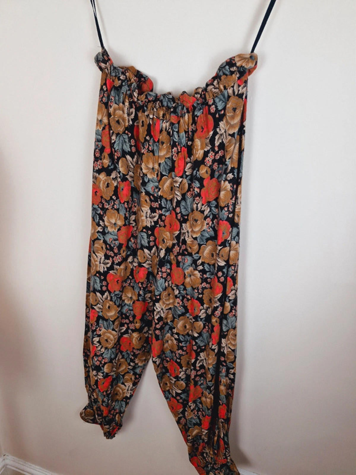 Womens Vintage Floral High Waisted Trousers Retro Viscose M