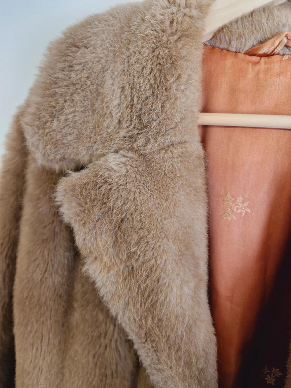 Womens Vintage 1960s 60s Retro Faux Fur Beige Coat Jacket M UK12