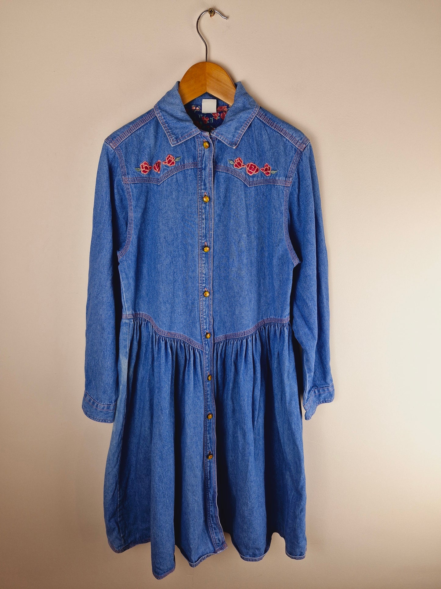 Girls Vintage Denim Shirt Dress Cotton 10 yrs