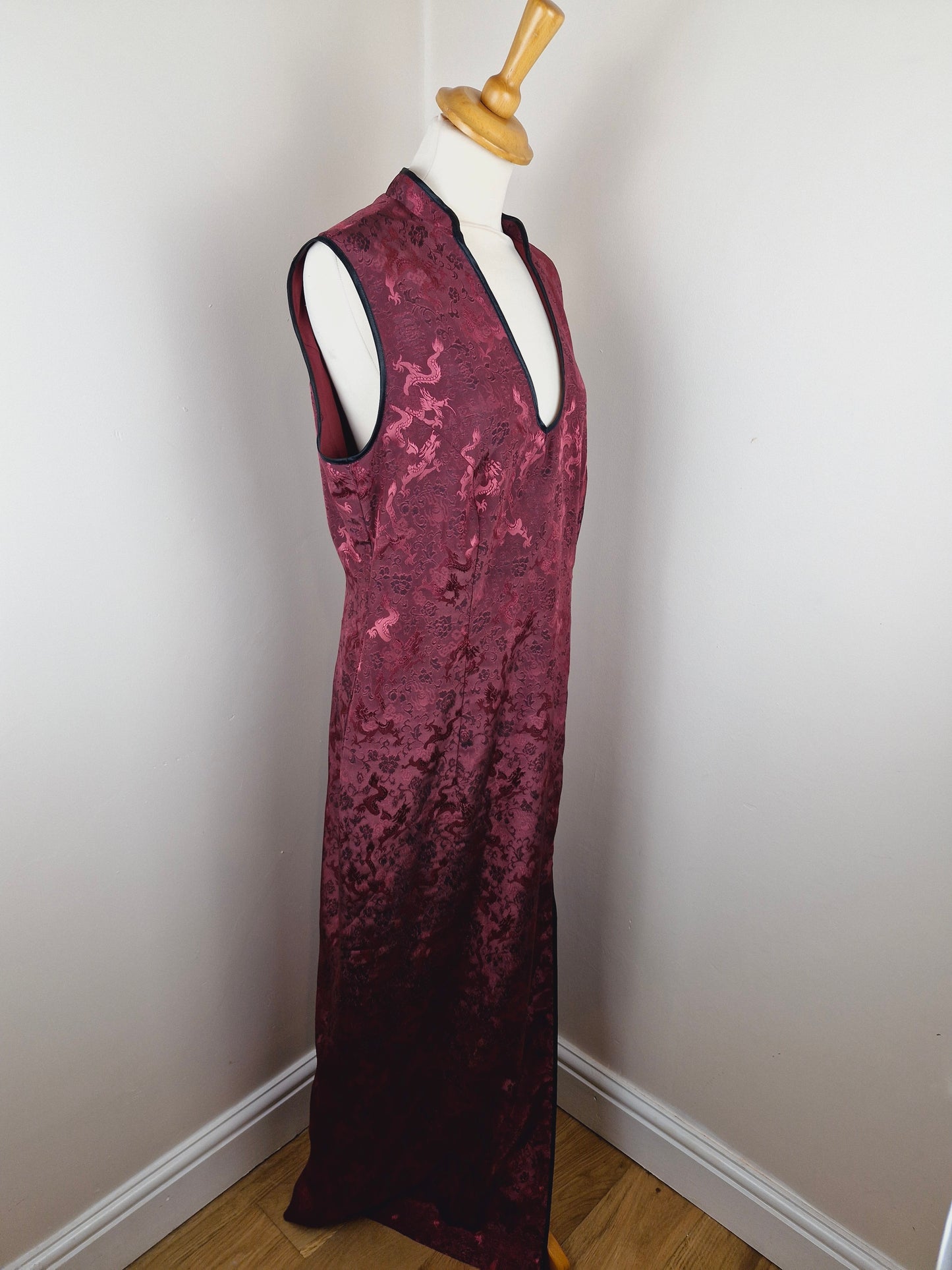 Vintage 90s Long Chinese Style Slip Dress L XL