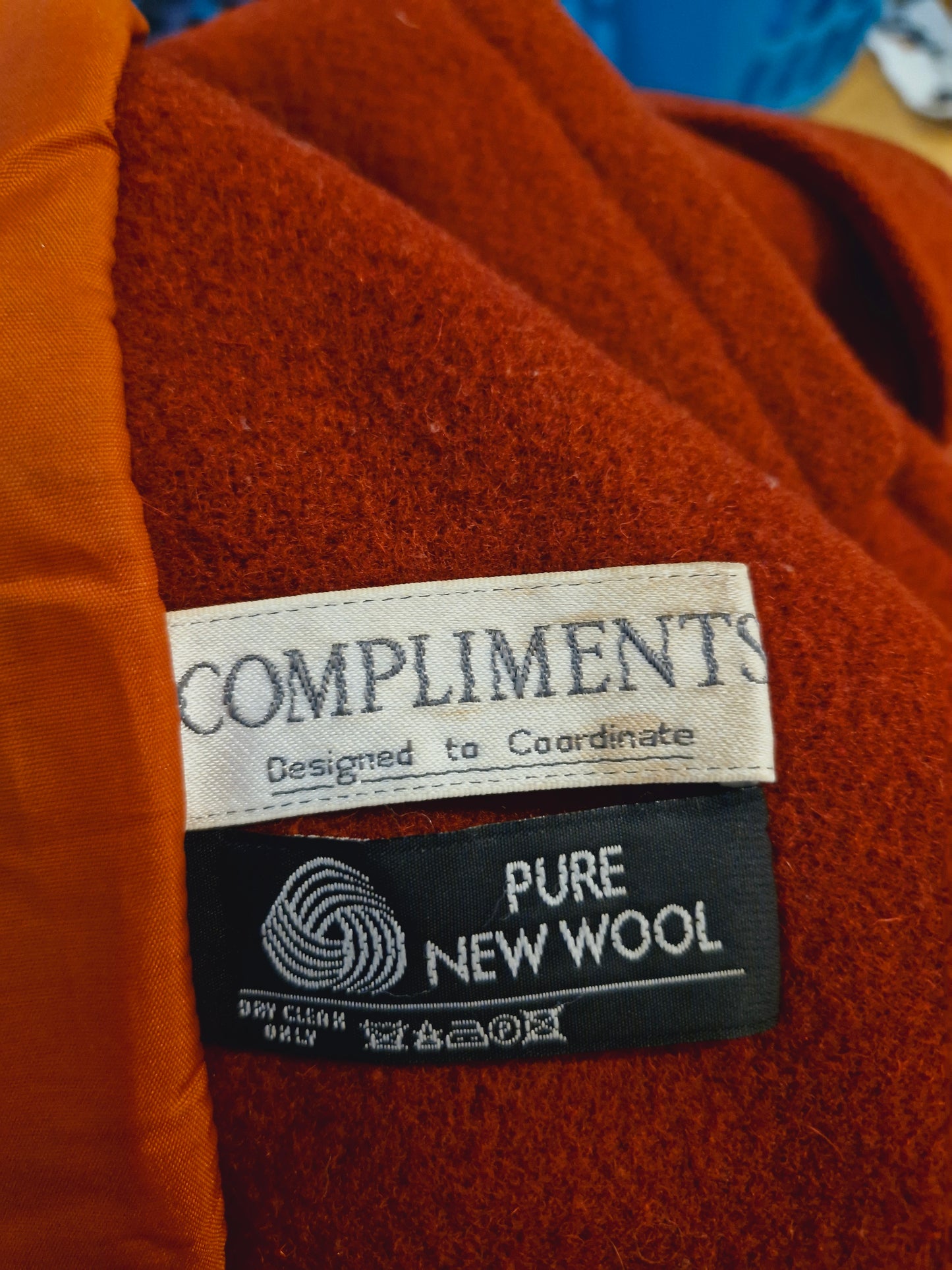 Vintage Red Wool Duffel Coat XL