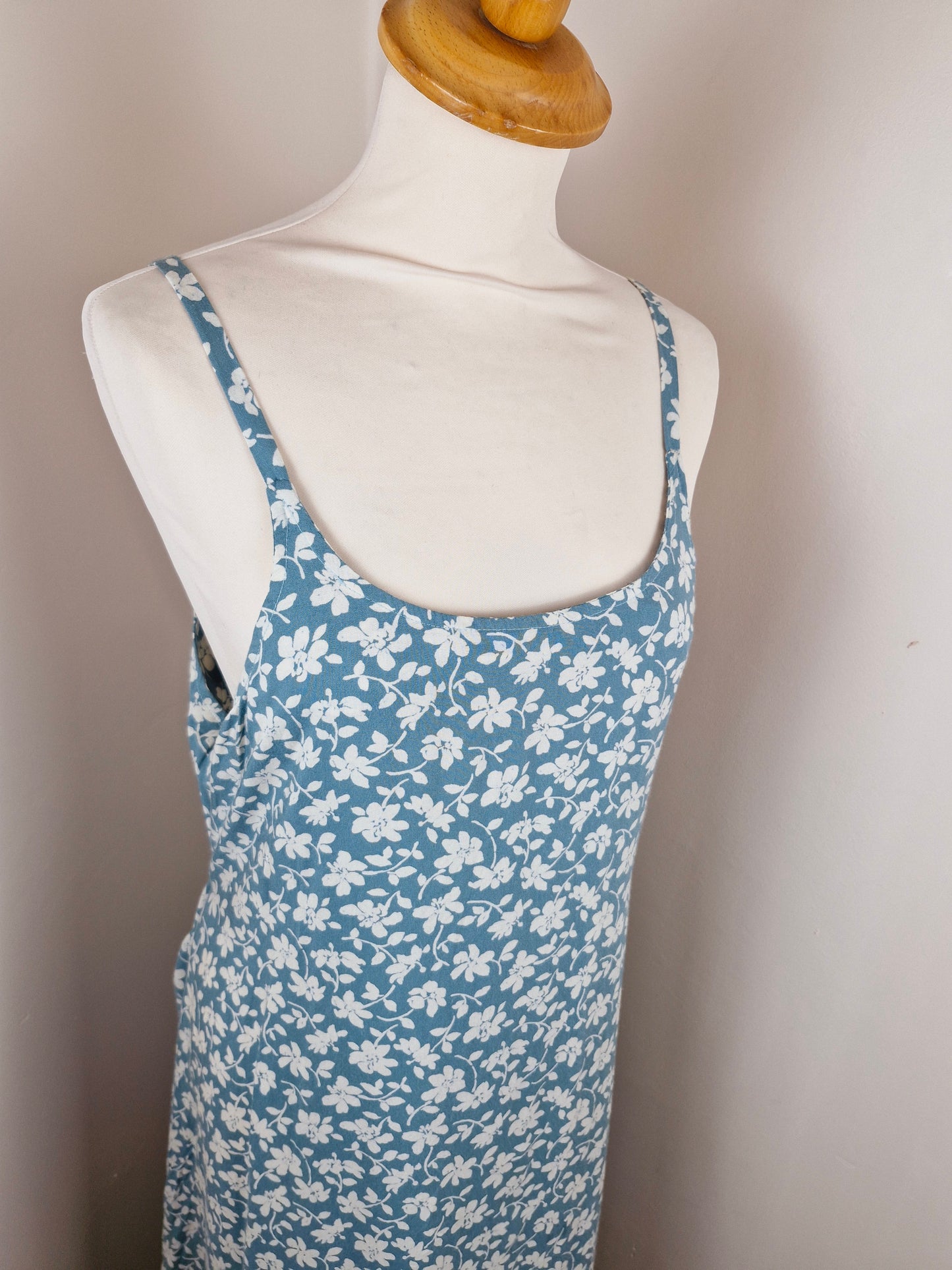 Vintage 90s Viscose Floral Summer Slip Dress L