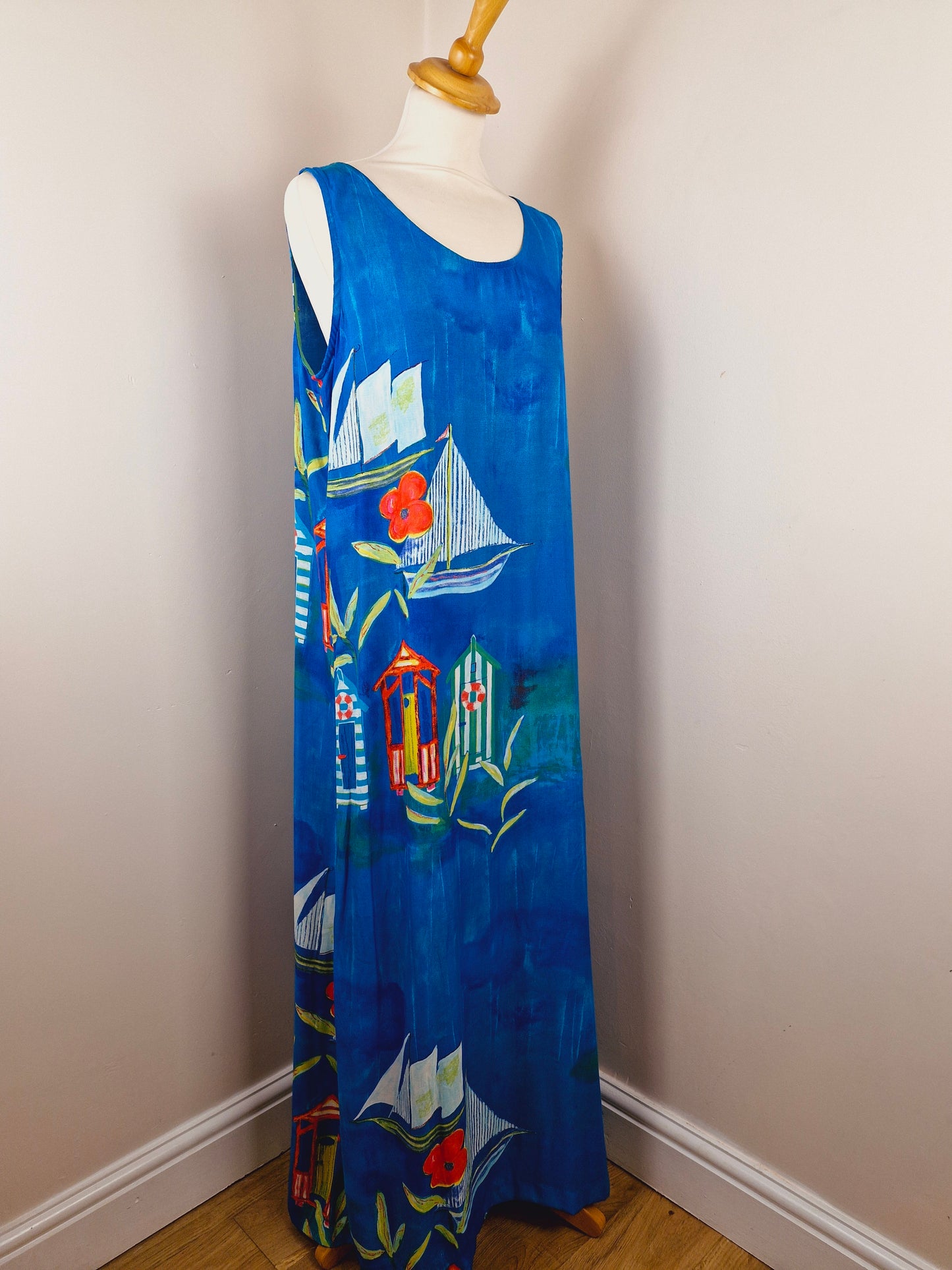 Vintage Long Nautical Slip Dress XL