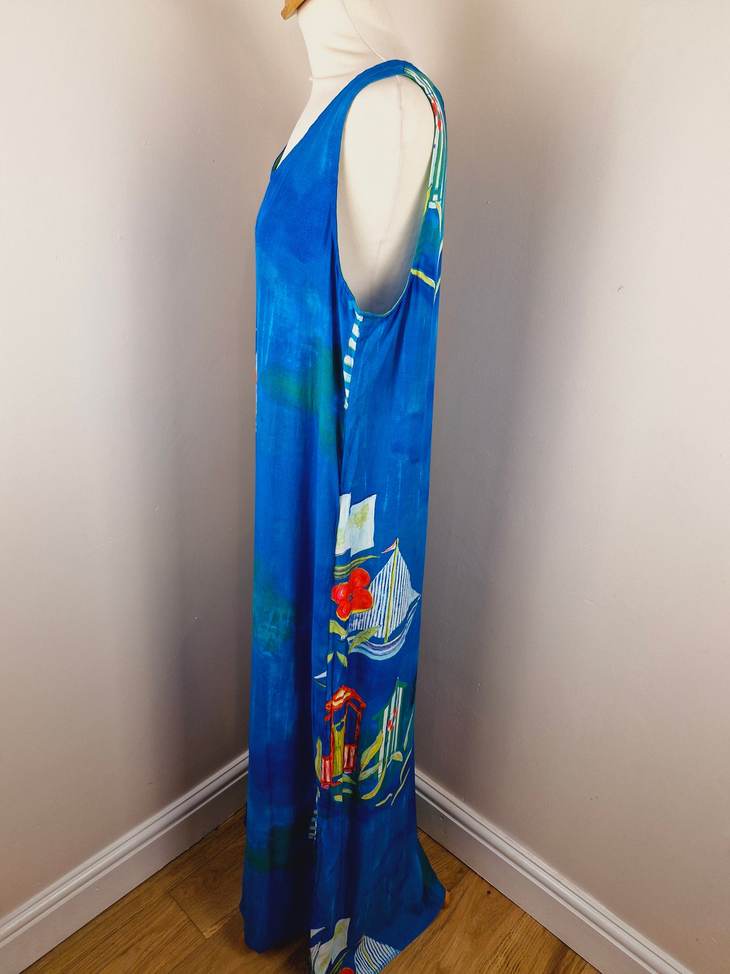 Vintage Long Nautical Slip Dress XL